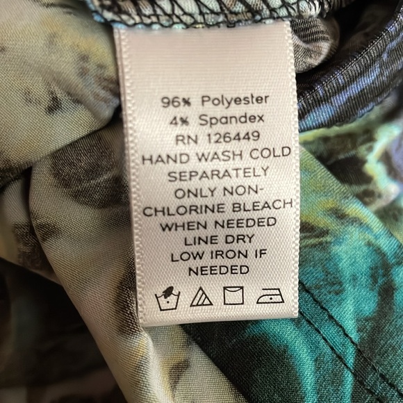 Marc Bouwer abstract feather print long sleeve jersey dress size S - Picture 7 of 7